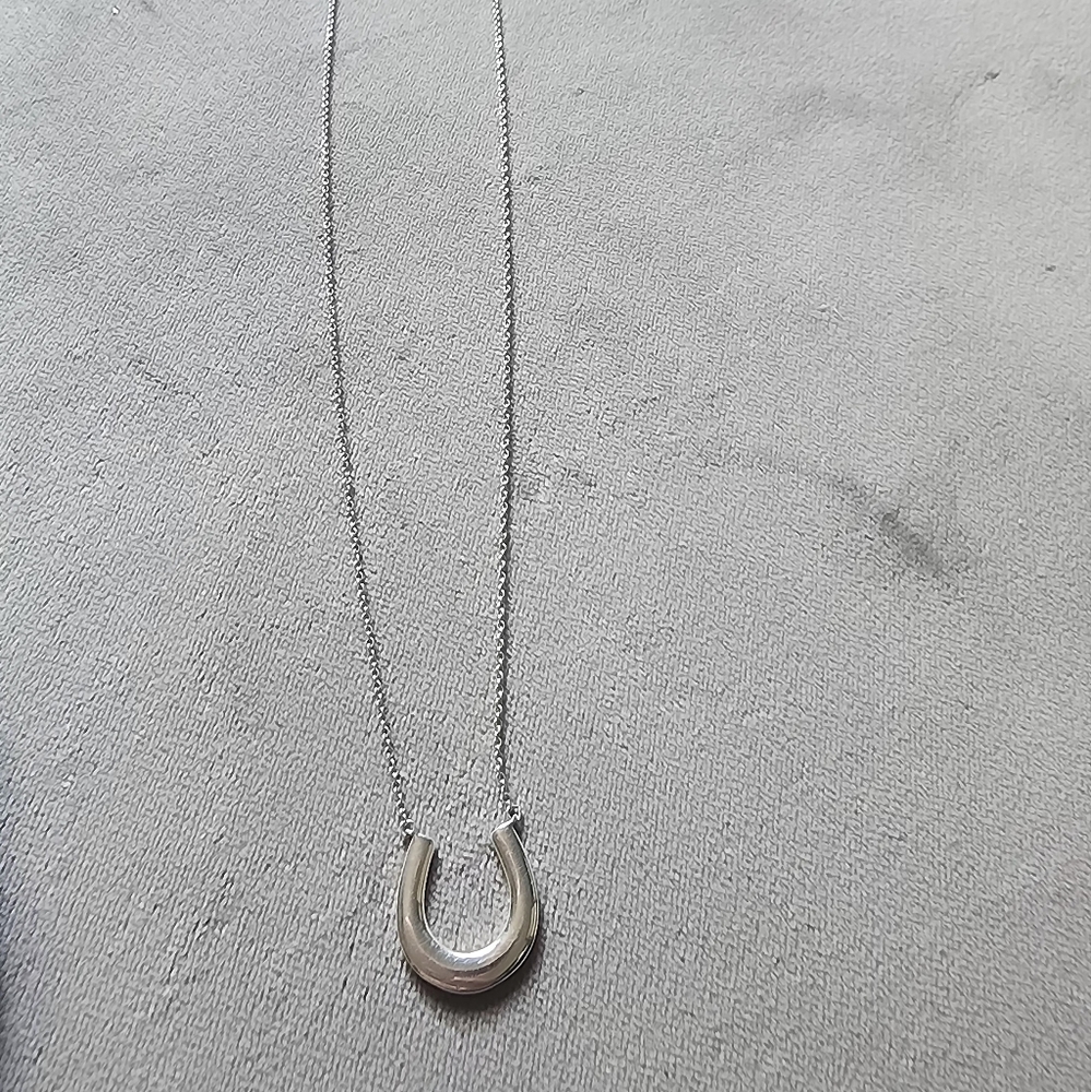 Tiffany Co.  1837 Horseshoe pendant 22 in chain used discontinued